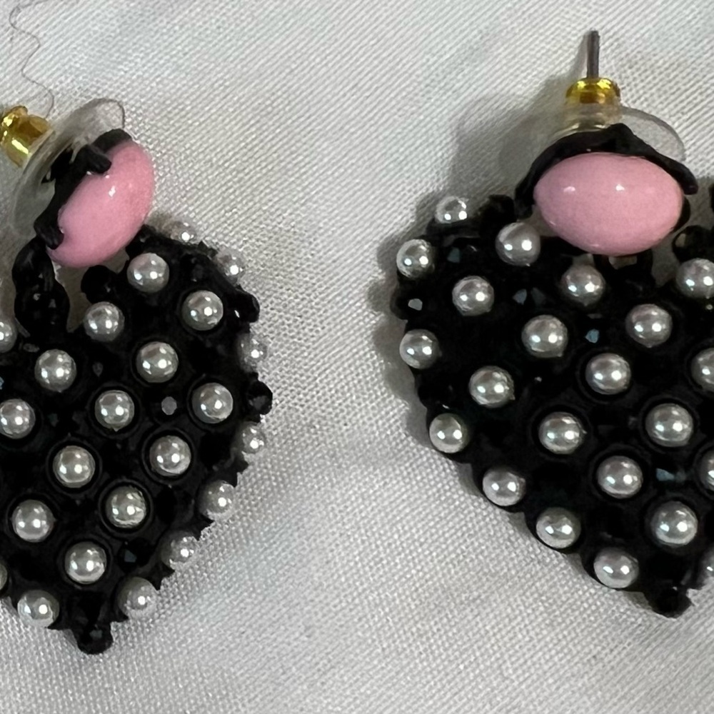 Elegant Black and Pink Beaded Earrings